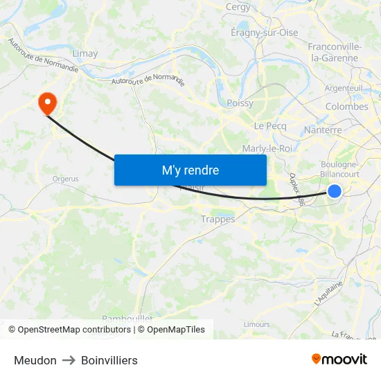 Meudon to Boinvilliers map