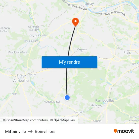 Mittainville to Boinvilliers map
