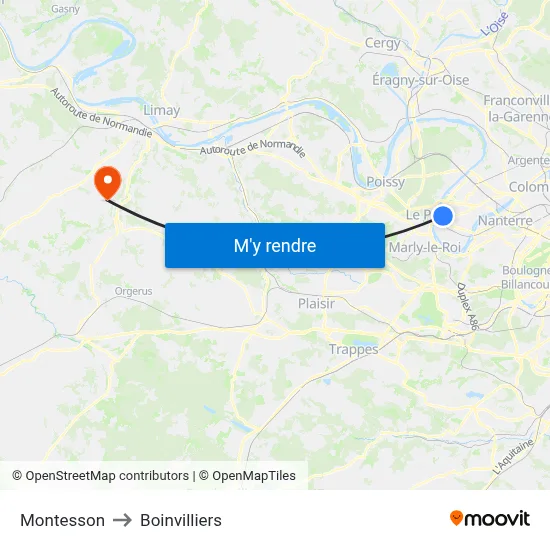 Montesson to Boinvilliers map