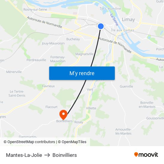 Mantes-La-Jolie to Boinvilliers map