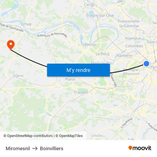 Miromesnil to Boinvilliers map