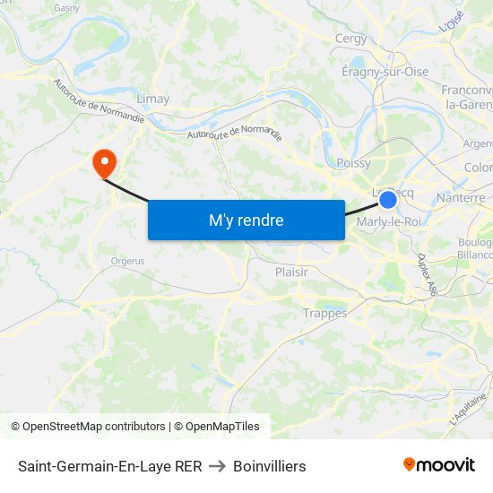 Saint-Germain-En-Laye RER to Boinvilliers map