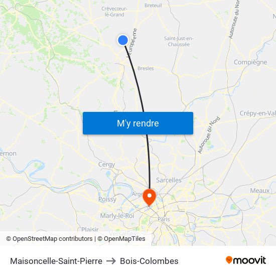 Maisoncelle-Saint-Pierre to Bois-Colombes map