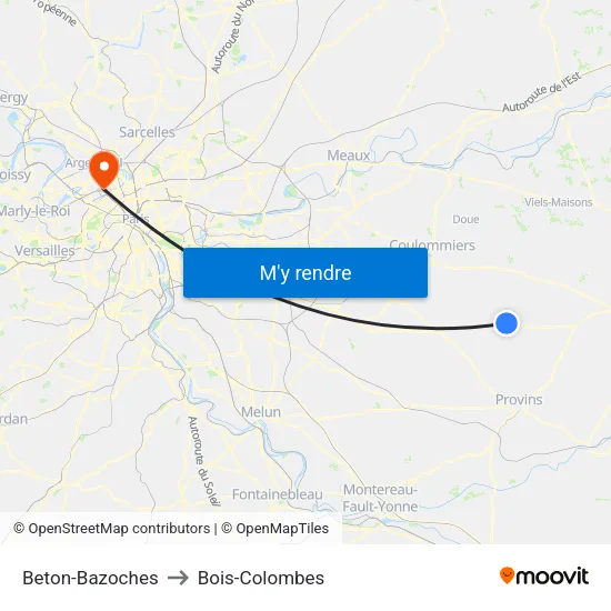 Beton-Bazoches to Bois-Colombes map