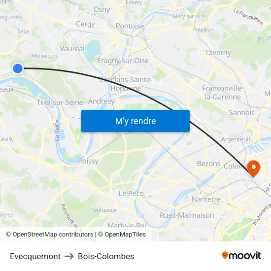 Evecquemont to Bois-Colombes map