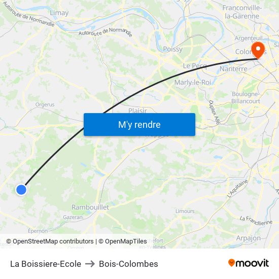 La Boissiere-Ecole to Bois-Colombes map