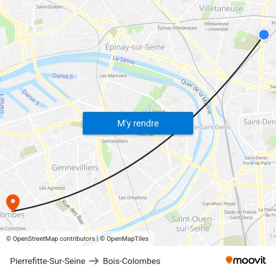 Pierrefitte-Sur-Seine to Bois-Colombes map