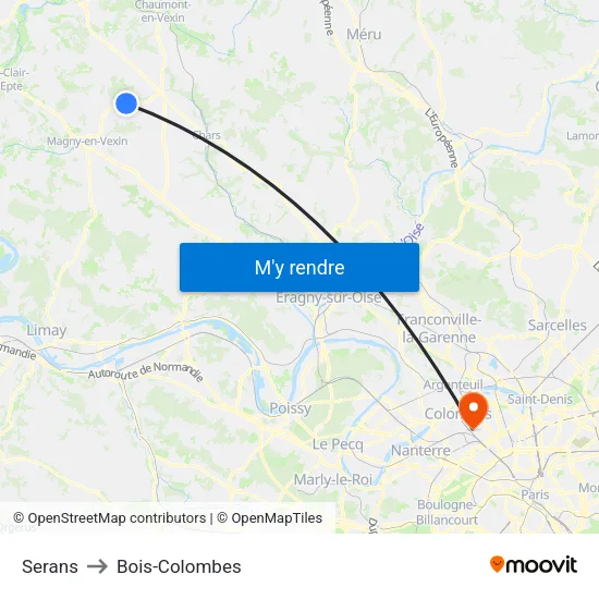 Serans to Bois-Colombes map
