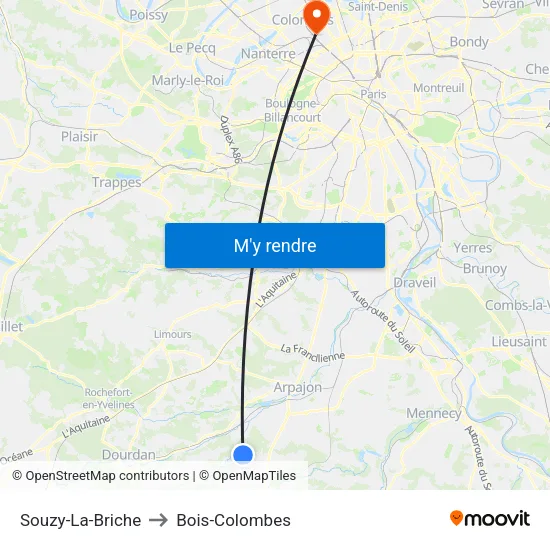 Souzy-La-Briche to Bois-Colombes map