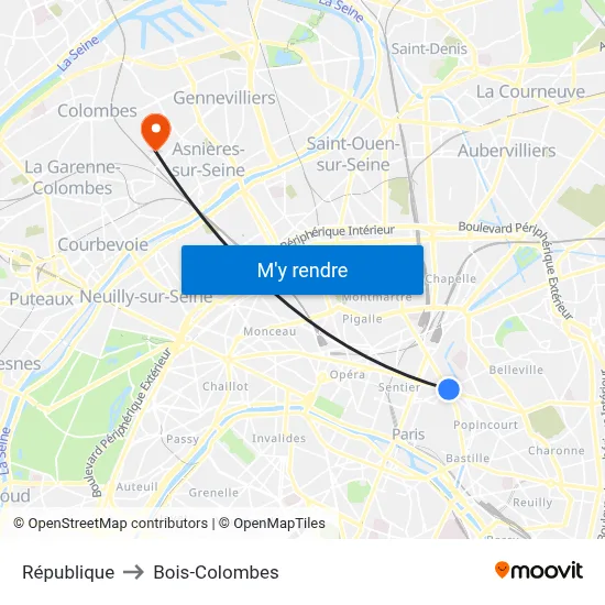 République to Bois-Colombes map