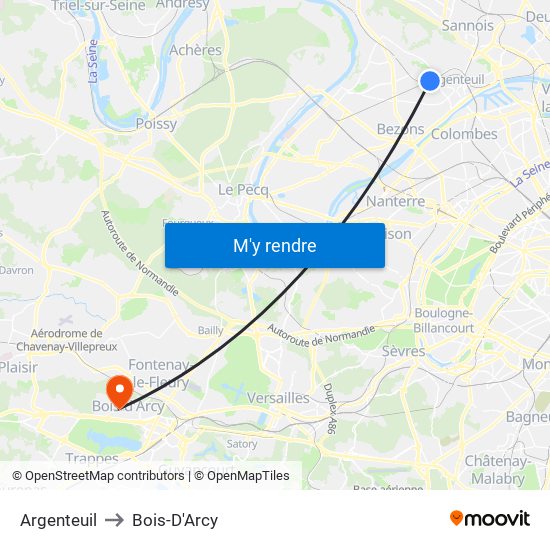 Argenteuil to Bois-D'Arcy map