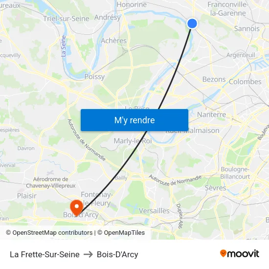 La Frette-Sur-Seine to Bois-D'Arcy map