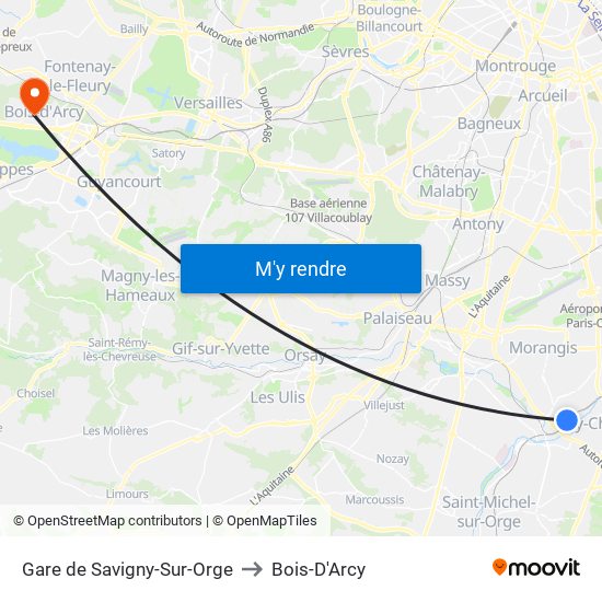 Gare de Savigny-Sur-Orge to Bois-D'Arcy map