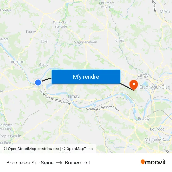 Bonnieres-Sur-Seine to Boisemont map