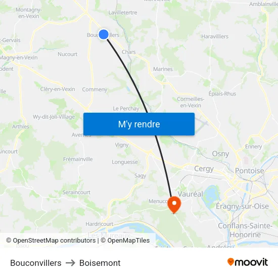 Bouconvillers to Boisemont map