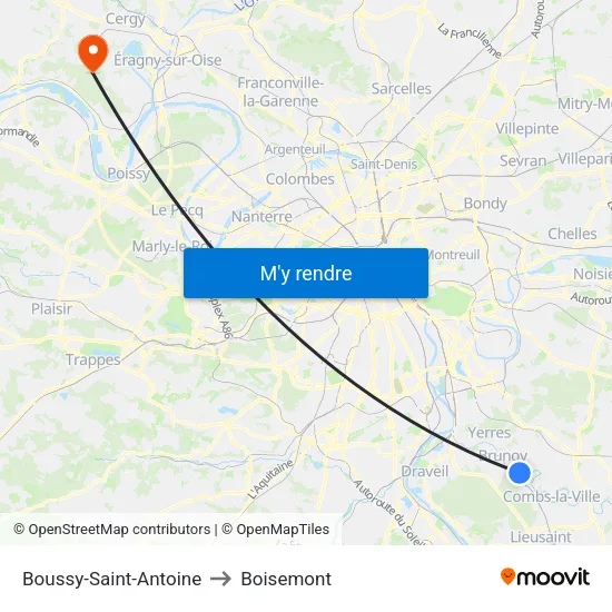 Boussy-Saint-Antoine to Boisemont map