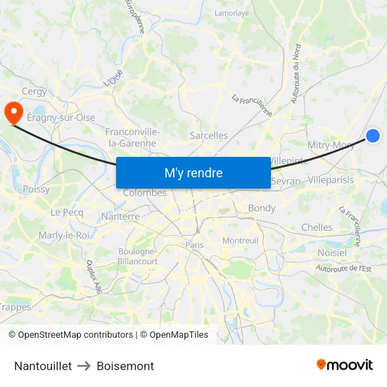 Nantouillet to Boisemont map