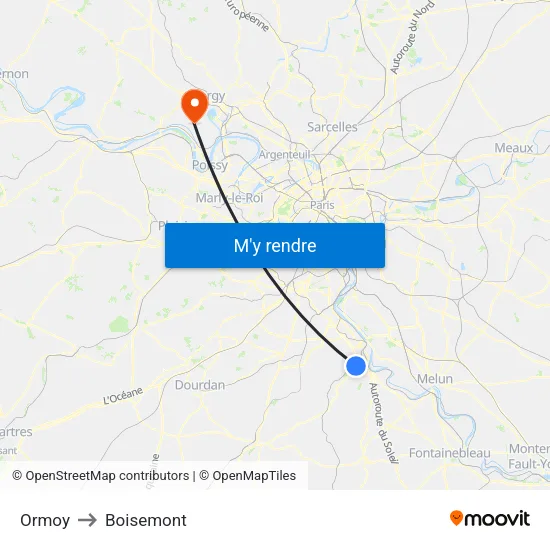 Ormoy to Boisemont map