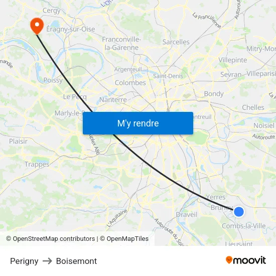 Perigny to Boisemont map