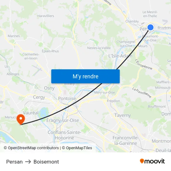 Persan to Boisemont map