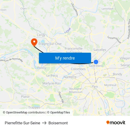 Pierrefitte-Sur-Seine to Boisemont map