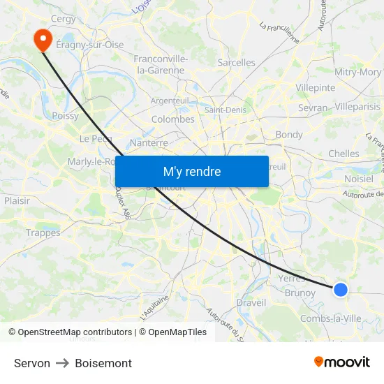 Servon to Boisemont map