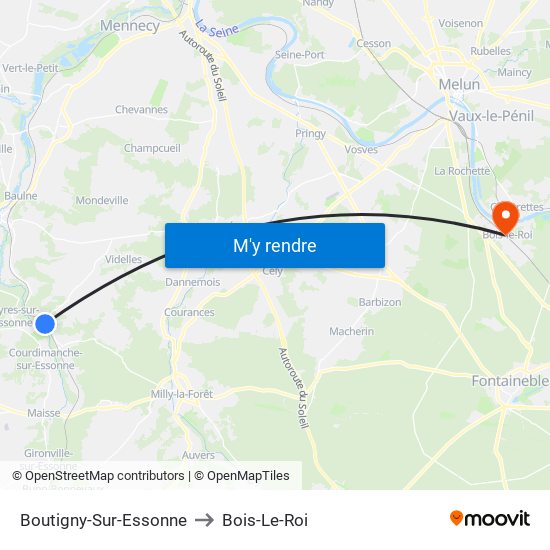 Boutigny-Sur-Essonne to Bois-Le-Roi map