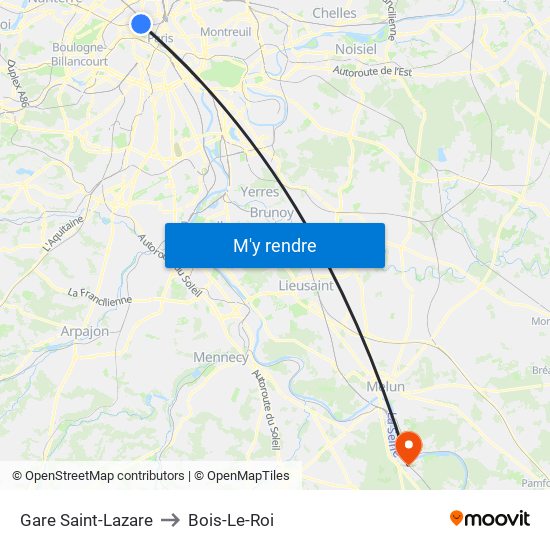 Gare Saint-Lazare to Bois-Le-Roi map