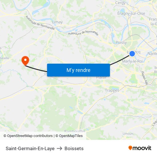 Saint-Germain-En-Laye to Boissets map