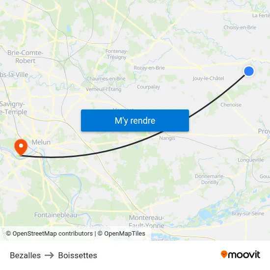 Bezalles to Boissettes map