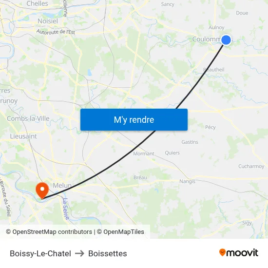 Boissy-Le-Chatel to Boissettes map