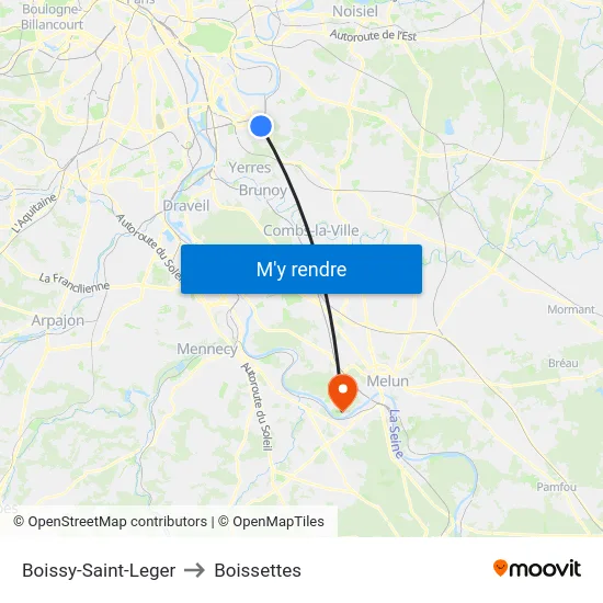 Boissy-Saint-Leger to Boissettes map