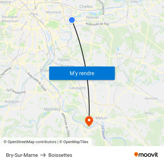Bry-Sur-Marne to Boissettes map