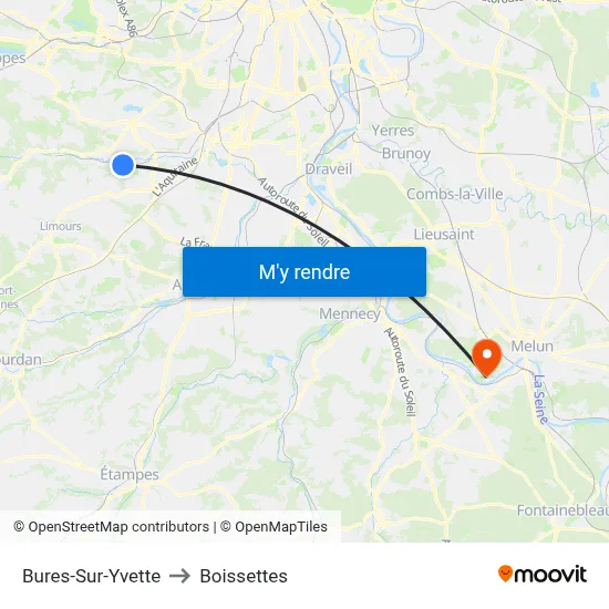Bures-Sur-Yvette to Boissettes map