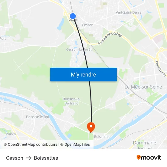 Cesson to Boissettes map