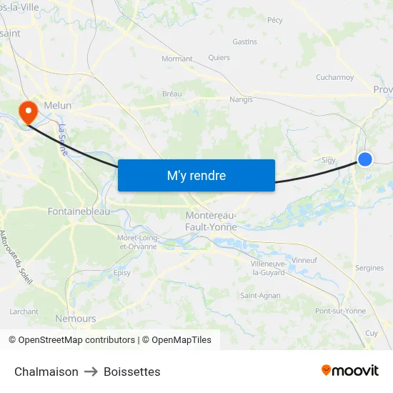 Chalmaison to Boissettes map