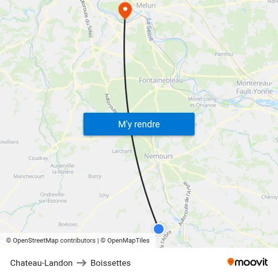 Chateau-Landon to Boissettes map