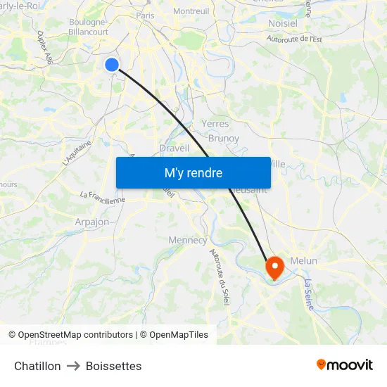 Chatillon to Boissettes map