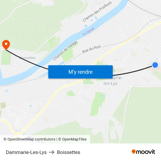 Dammarie-Les-Lys to Boissettes map