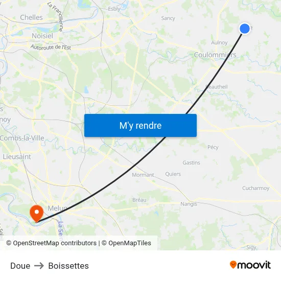Doue to Boissettes map