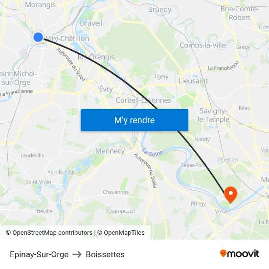 Epinay-Sur-Orge to Boissettes map