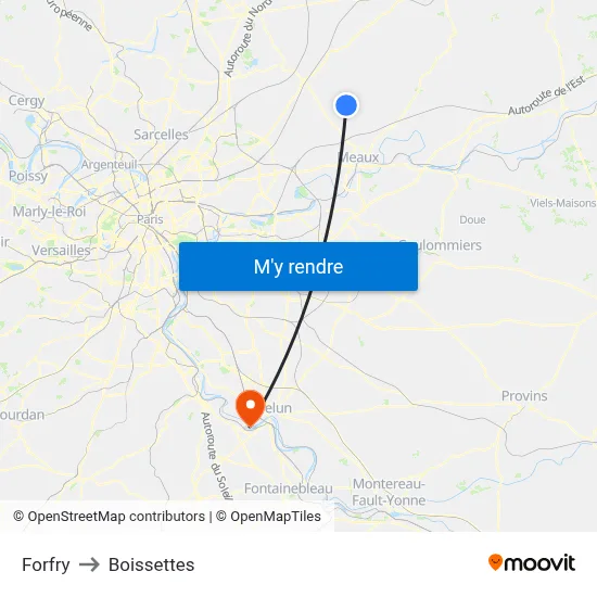 Forfry to Boissettes map