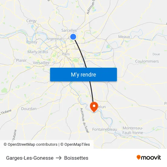 Garges-Les-Gonesse to Boissettes map
