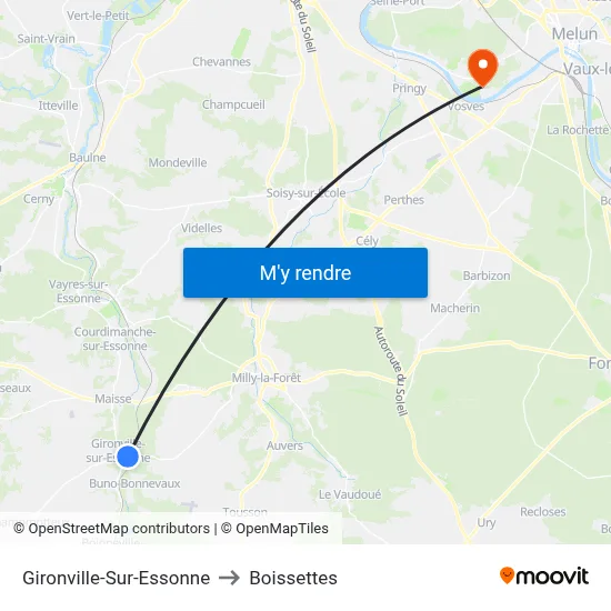 Gironville-Sur-Essonne to Boissettes map