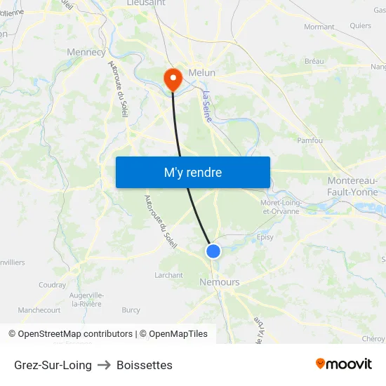 Grez-Sur-Loing to Boissettes map