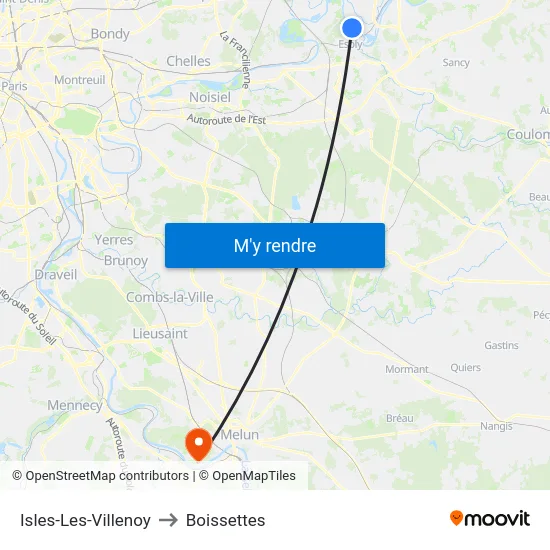 Isles-Les-Villenoy to Boissettes map