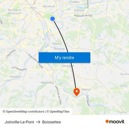 Joinville-Le-Pont to Boissettes map