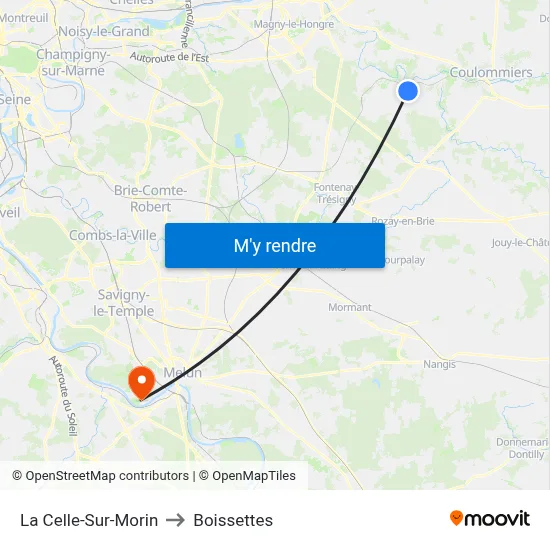 La Celle-Sur-Morin to Boissettes map