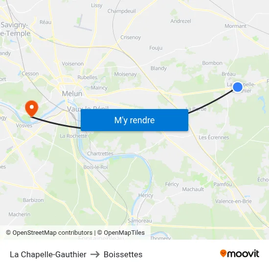 La Chapelle-Gauthier to Boissettes map