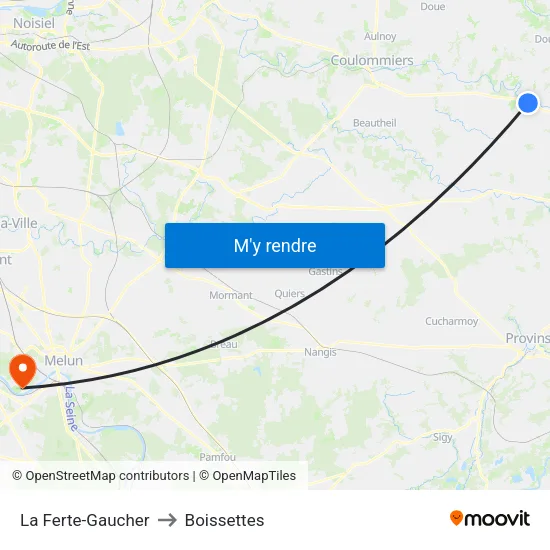 La Ferte-Gaucher to Boissettes map